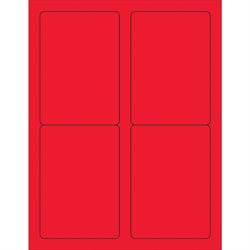 3 1/2 x 5" Fluorescent Red Rectangle Laser Labels