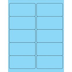 4 x 2" Fluorescent Pastel Blue Rectangle Laser Labels