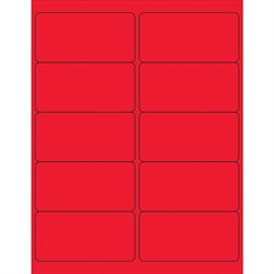 4 x 2" Fluorescent Red Rectangle Laser Labels