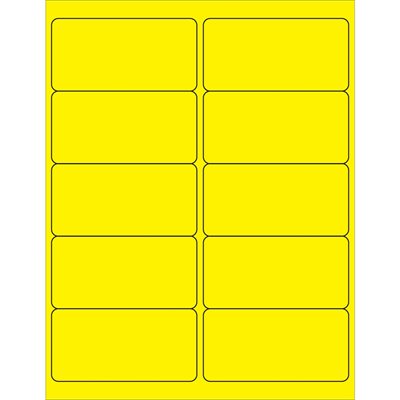 4 x 2" Fluorescent Yellow Rectangle Laser Labels