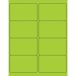 4 x 2 1/2" Fluorescent Green Rectangle Laser Labels