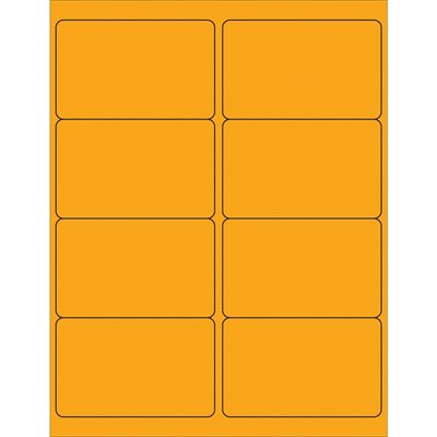 4 x 2 1/2" Fluorescent Orange Rectangle Laser Labels