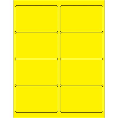 4 x 2 1/2" Fluorescent Yellow Rectangle Laser Labels