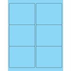 4 x 3 1/3" Fluorescent Pastel Blue Rectangle Laser Labels