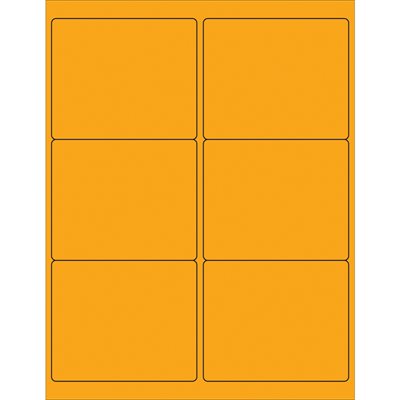 4 x 3 1/3" Fluorescent Orange Rectangle Laser Labels