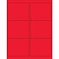 4 x 3 1/3" Fluorescent Red Rectangle Laser Labels