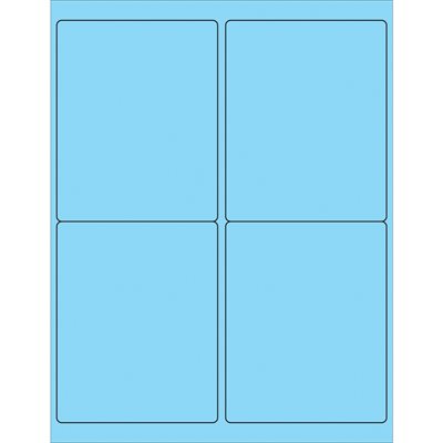 4 x 5" Fluorescent Pastel Blue Rectangle Laser Labels