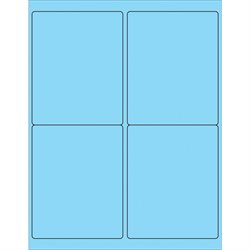 4 x 5" Fluorescent Pastel Blue Rectangle Laser Labels