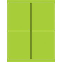 4 x 5" Fluorescent Green Rectangle Laser Labels