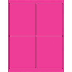 4 x 5" Fluorescent Pink Rectangle Laser Labels