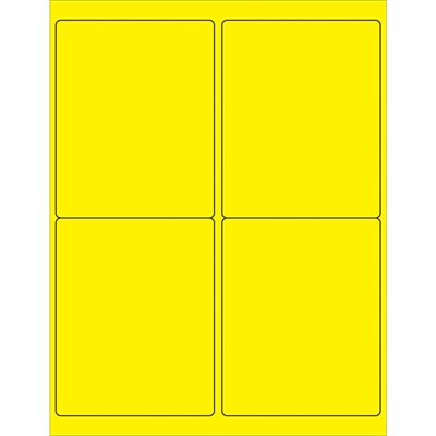 4 x 5" Fluorescent Yellow Rectangle Laser Labels