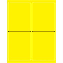 4 x 5" Fluorescent Yellow Rectangle Laser Labels