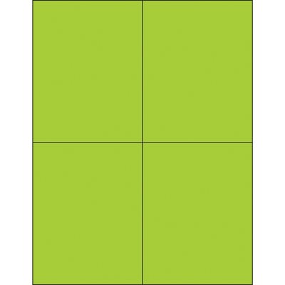 4 1/4 x 5 1/2" Fluorescent Green Rectangle Laser Labels