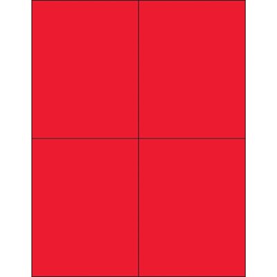 4 1/4 x 5 1/2" Fluorescent Red Rectangle Laser Labels