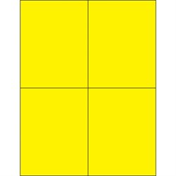 4 1/4 x 5 1/2" Fluorescent Yellow Rectangle Laser Labels