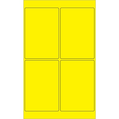 4 x 6" Fluorescent Yellow Rectangle Laser Labels