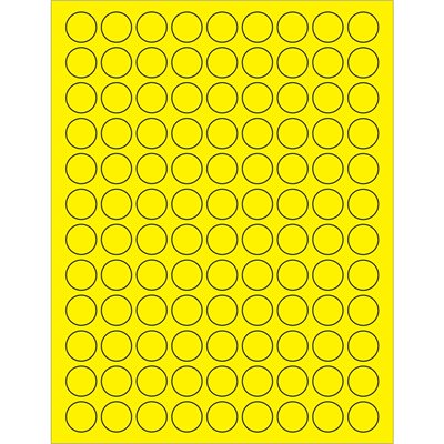 3/4" Fluorescent Yellow Circle Laser Labels