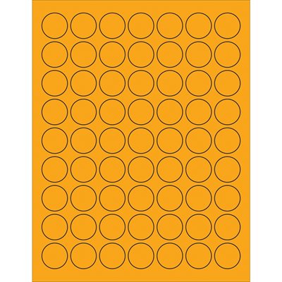 1" Fluorescent Orange Circle Laser Labels