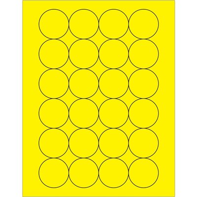 1 2/3" Fluorescent Yellow Circle Laser Labels