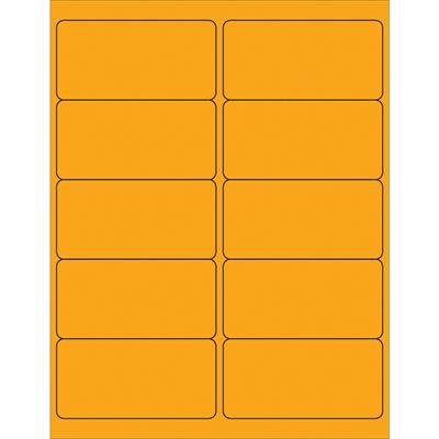 4 x 2" Fluorescent Orange Removable Rectangle Laser Labels