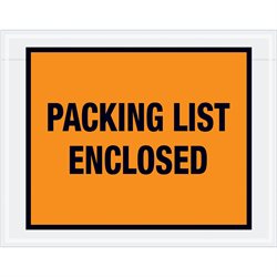 7 x 5 1/2" Orange "Packing List Enclosed" Envelopes