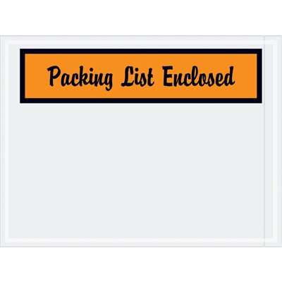 4 1/2 x 6" Orange "Packing List Enclosed" Envelopes