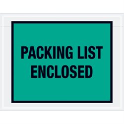 7 x 5 1/2" Green "Packing List Enclosed" Envelopes