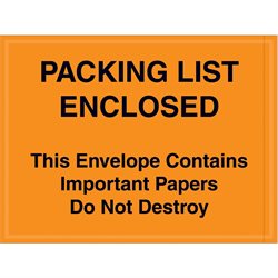4 1/2 x 6" Orange "Important Papers Enclosed" Envelopes
