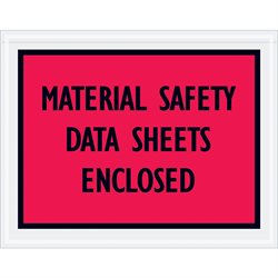 7 x 5 1/2" Red "Material Safety Data Sheets Enclosed" Envelopes