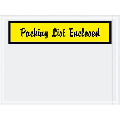 4 1/2 x 6" Yellow "Packing List Enclosed" Envelopes