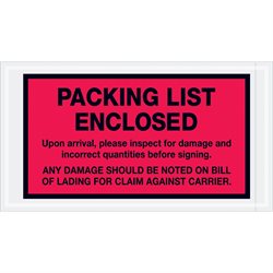 5 1/2 x 10" Red "Packing List Enclosed" Envelopes