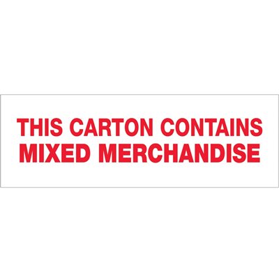 2" x 110 yds. - "Mixed Merchandise" Pre-Printed Carton Sealing Tape