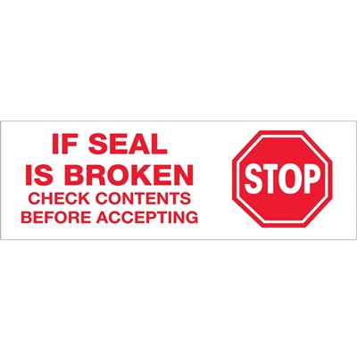 3" x 110 yds. - "Stop If Seal Is Broken..." Tape Logic® Pre-Printed Carton Sealing Tape