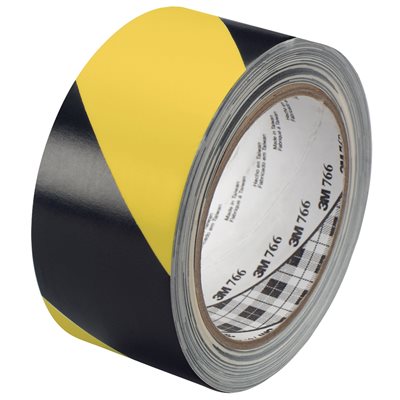 2" x 36 yds. Black/Yellow 3M 766 Striped Vinyl Tape