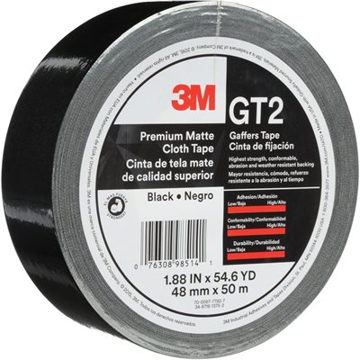 2" x 60 yds. Black 3M GT2 Gaffers Tape