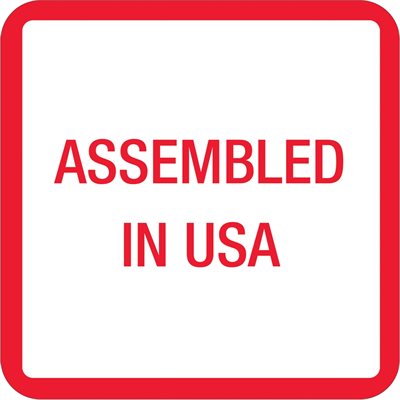 1 x 1" - "Assembled in U.S.A." Labels