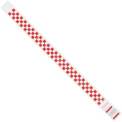 3/4 x 10" Red Checkerboard Tyvek® Wristbands