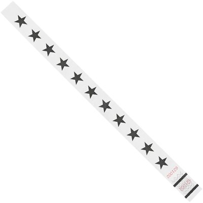 3/4 x 10" White Stars Tyvek® Wristbands